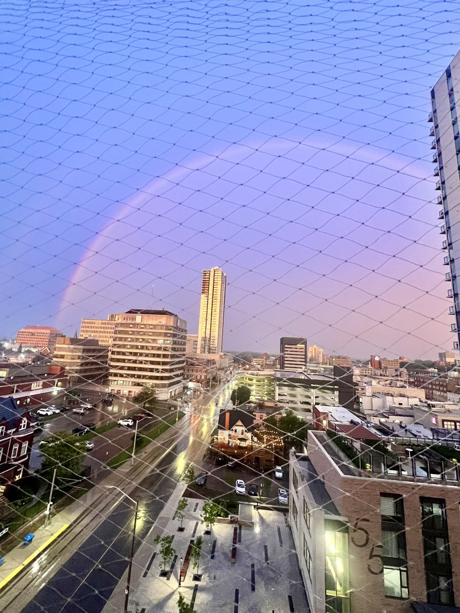 therealswami's tweet photo. Rain paints the Kitchener skies with pride 🌈

#Kitchener #Kitchenerdown #pride #rainbow https://t.co/naO4Uhf0Bg
