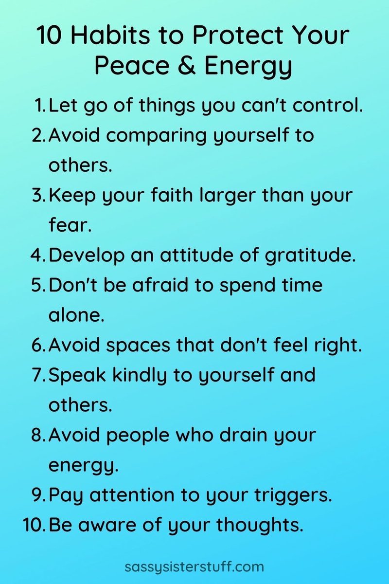 In our lives there is only so much energy in the universe to share and recharge. I love number 9 and 10 on this list - they are things that I can directly control and grow to improve on.