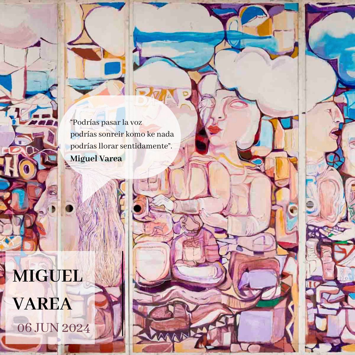 ConectarBG's tweet photo. 🌟 *CONECTAR* te invita a descubrir el arte de @miguelvarea, un referente del arte contemporáneo 🌟

Este jueves 6 de junio, 19h00, se inaugura la exhibición " *Lectura Visual Para Todos* " en el MuNa, Museo Nacional (Av. Patria y 6 de Diciembre).

#ArteContemporáneo #MiguelVarea https://t.co/WDecxlM529