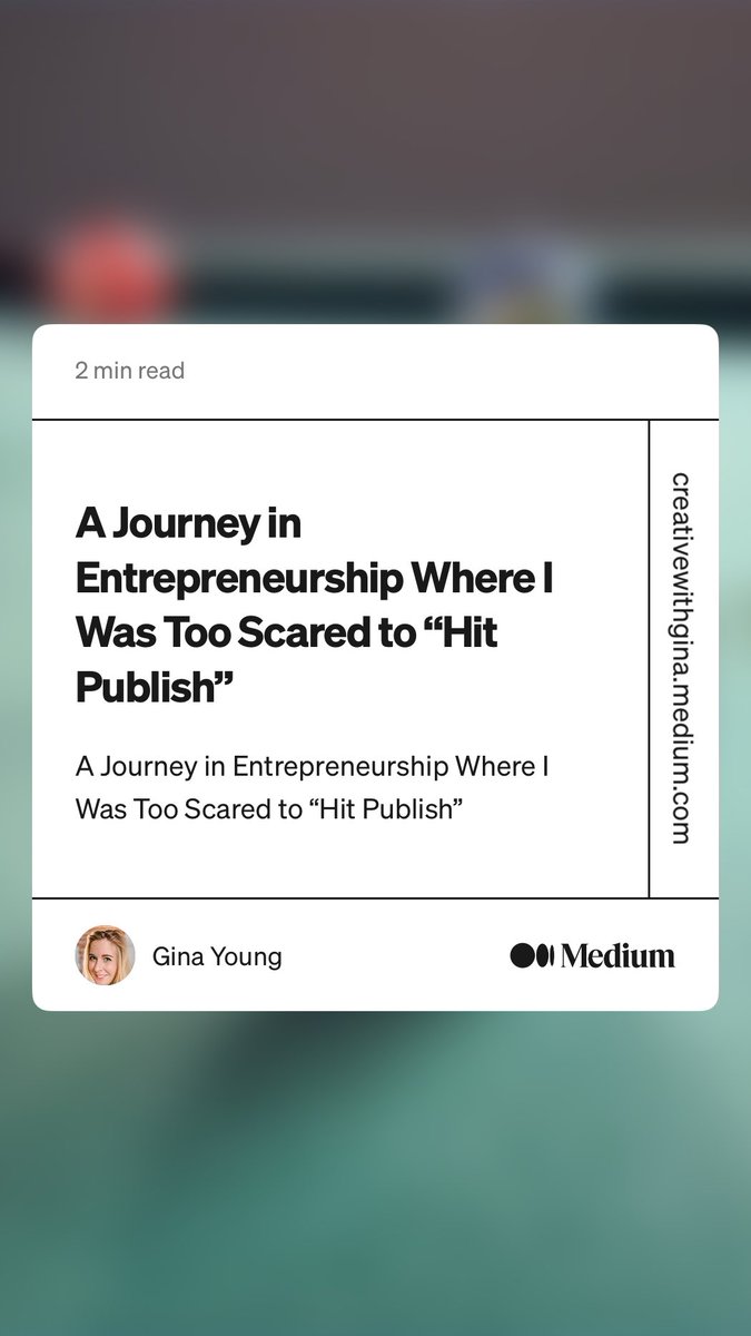 creativewithg's tweet photo. “A Journey in Entrepreneurship Where I Was Too Scared to “Hit Publish” by Gina Young @creativewithg 
https://t.co/aQ3f4pbPHt https://t.co/6Jsr9ZzWow