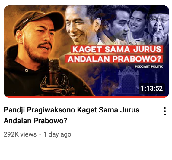 Seperti kata <a href="/mmaryasir/">Urip & Resist 🍉</a> 

"Total Politik awalnya 'digendong' Pandji, sekarang diturunin lagi karena udah ga pantes diangkat2. Nice.. hahaha"

Dan benar, video siniar pertama Total Politik adalah bang <a href="/pandji/">Pandji Pragiwaksono</a> 

From this                                     to this