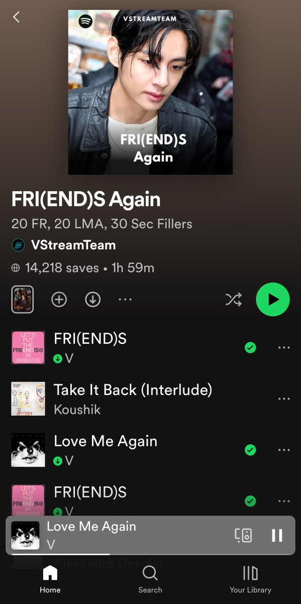 TaehyungWebsite's tweet image. I can’t choose which song #StreamLMA or #StreamFriends ! 🫠 It’s like Being Team Tiger or Team Bear! Love this playlist! open.spotify.com/playlist/6zdic…
