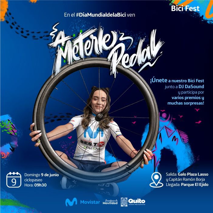 🌍 #DíaMundialdelaBici | ¡A meterle pedal en el BiciFest! Ven este domingo 9 de junio a las 09h30, salida desde Galo Plaza Lasso y Capitán Ramón Borja. 🚴‍♂️🌿

Con movilidad activa #QuitoRenace