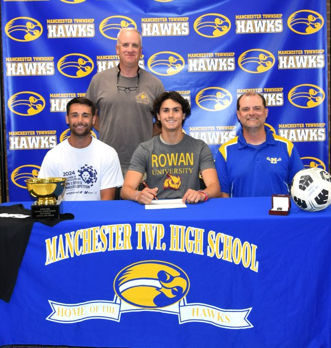 MTHS_Sports's tweet photo. Congratulations to Joey Kurak for signing with Rowan University to continue his soccer &amp; academic career.  Here with parents, coaches, teammates and friends.  Congratulations Joey!!!  Go Owls!!! @RowanUniversity https://t.co/2FQiCO7VIs