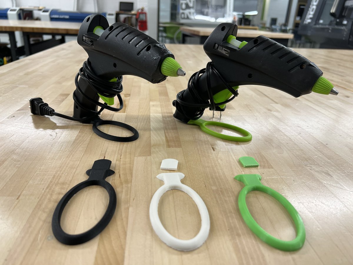 Replacement stand for <a href="/surebonder/">SUREBONDER</a> hot glue gun #3Dprinted on <a href="/BambulabGlobal/">Bambu Lab</a> X1C. Stands often go missing when glue guns are loaned out. PLA/ABS failed but PLA-CF appears to be upgrade as it is stiffer and more stable than original part