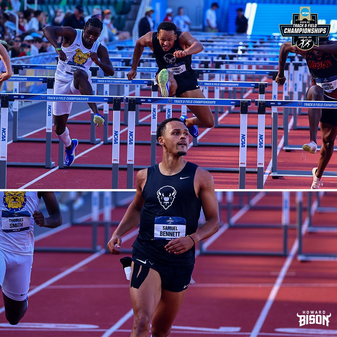HUBisonSports's tweet image. 🏃🏾 | Congratulations to Samuel Bennett on advancing to the final round of the @NCAATrackField National Championship! The feat marks the first time @HUBisonTFXC men have been represented in the championship finals since current head coach David Oliver!
#BleedBlue