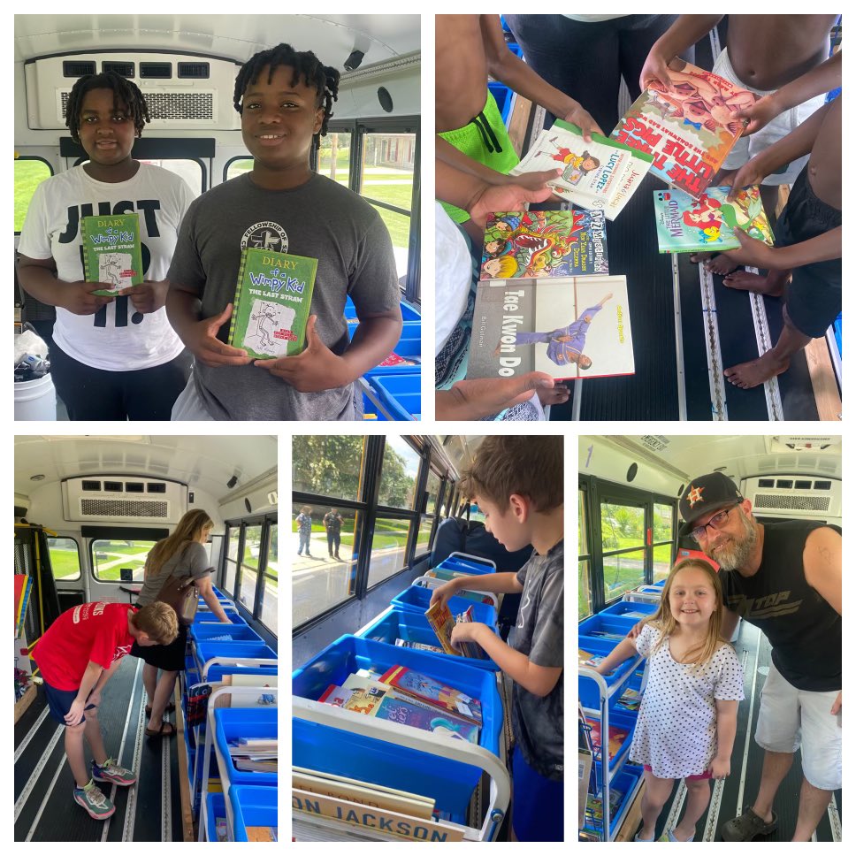 EastIberville's tweet photo. Round 1 of the Book Bus was huge success! We were so excited to see our students and give them some fun books for summer reading!
#EmpoweringMinds #IgnitingFutures #EIproud #TigerPride #MovingForward #BookBus https://t.co/TrDSW2anRT