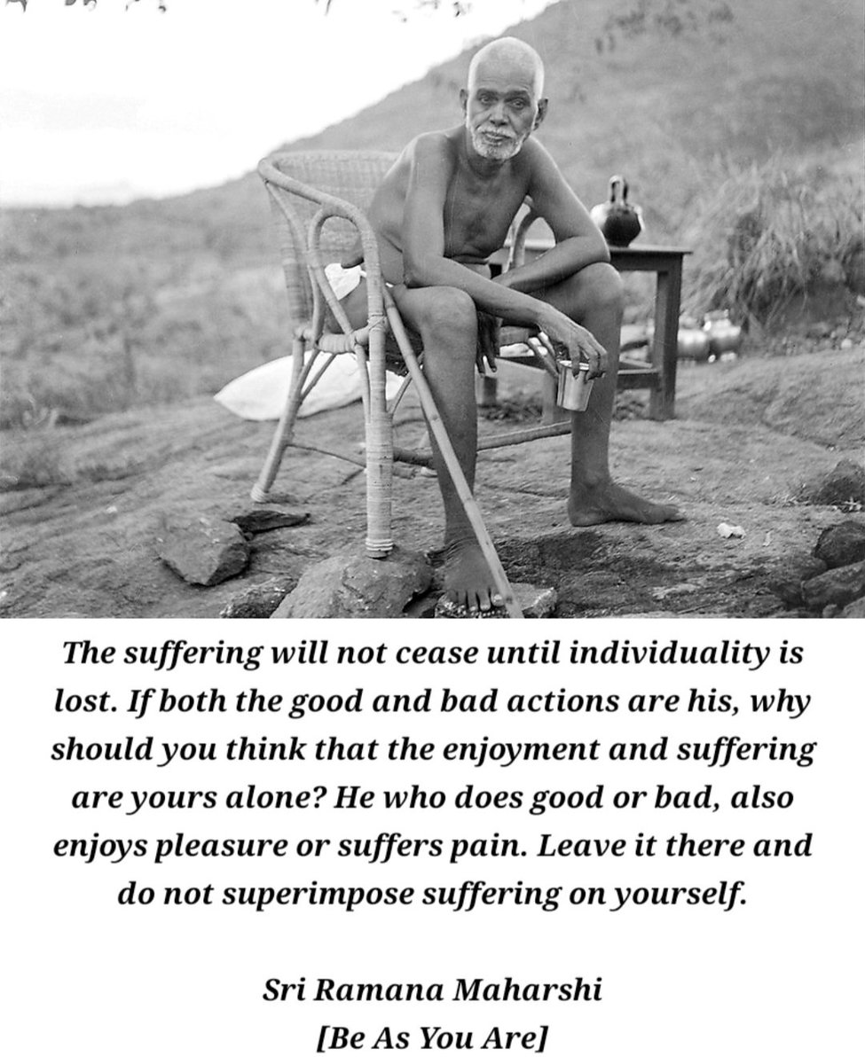 yog_path's tweet photo. Creation is neither good nor bad; it is as it is. It is the human mind which puts all sorts of constructions on it, seeing things from its own angle and interpreting them to suit its own interests. 

Sri Ramana Maharshi https://t.co/j7SxtpNxBu