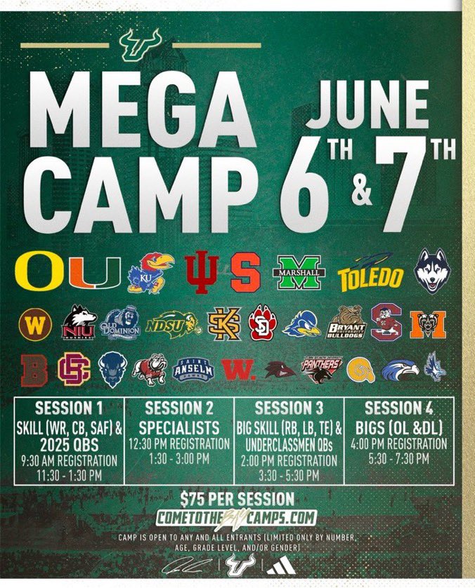 I will be attending session 1 at the USF mega camp tomorrow <a href="/Lakewoodhsfb/">Lakewood Spartans Football</a> <a href="/PinellasHSMedia/">Pinellas Highschool Media Group</a> <a href="/CoachGreen_3/">Green Zone preps Recruiting inc.</a>
