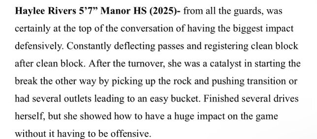 Thank you <a href="/ACH_GBB/">Alamo City Hoops GBB</a> for the recognition. It is greatly appreciated. 🏀🩷💙<a href="/ManorGirlsHoops/">Manor HS Girls Basketball</a> <a href="/Manor_Sports/">Manor ISD Athletics</a> <a href="/CoachClark_05/">Nathaniel Clark Jr</a> <a href="/Jewlzonthemic/">Jewlz💎</a> <a href="/isaiah_ACH/">ike</a> <a href="/drehayes_/">Deondre Hayes</a> <a href="/theoneeyedscout/">The One Eyed Scout</a> <a href="/CoachRayBriggs/">Raymond Briggs</a> <a href="/Coachnate50/">Nathan Purswell</a> #HSElitecombine #ACHGBB