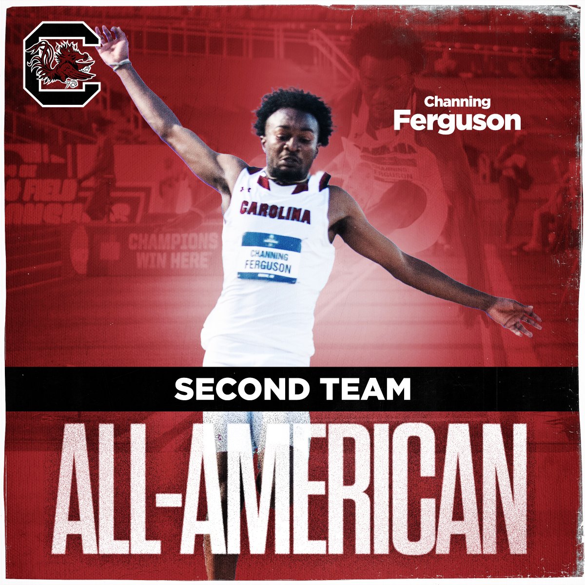 Channing "Clutch" Ferguson with a ✌️ Team All-American honor in his first NCAA Championship appearance in the long jump 🤙