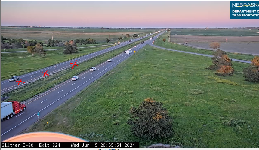 Nebraska511's tweet image. #HamiltonCounty #Giltner #Phillips Road marking work, I-80 WB from MM 325 to MM 318.  Left lane closed.  Reduce speed, keep right.