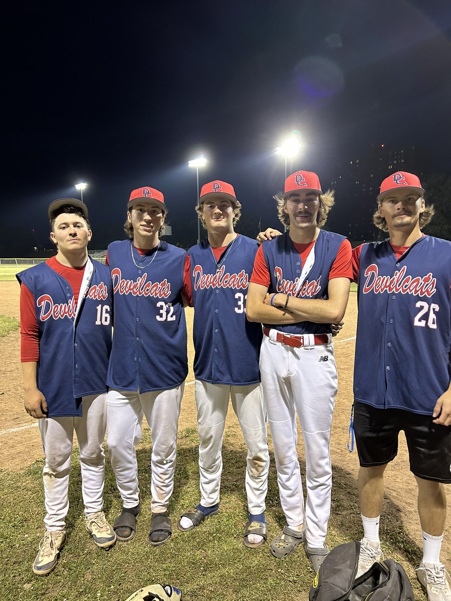 Devil Cats 5, Albany Athletics 4

Ben Cornish WP
Ethan Orsini Save

Abdallah and Crantz 2 hits each. RBIs by Crantz, Lilley, and Fratangelo.

5 Devil Cats pitchers (T Koval, Cornish, Gallagher, O’Brien, Orsini) held Athletics to 3 hits.