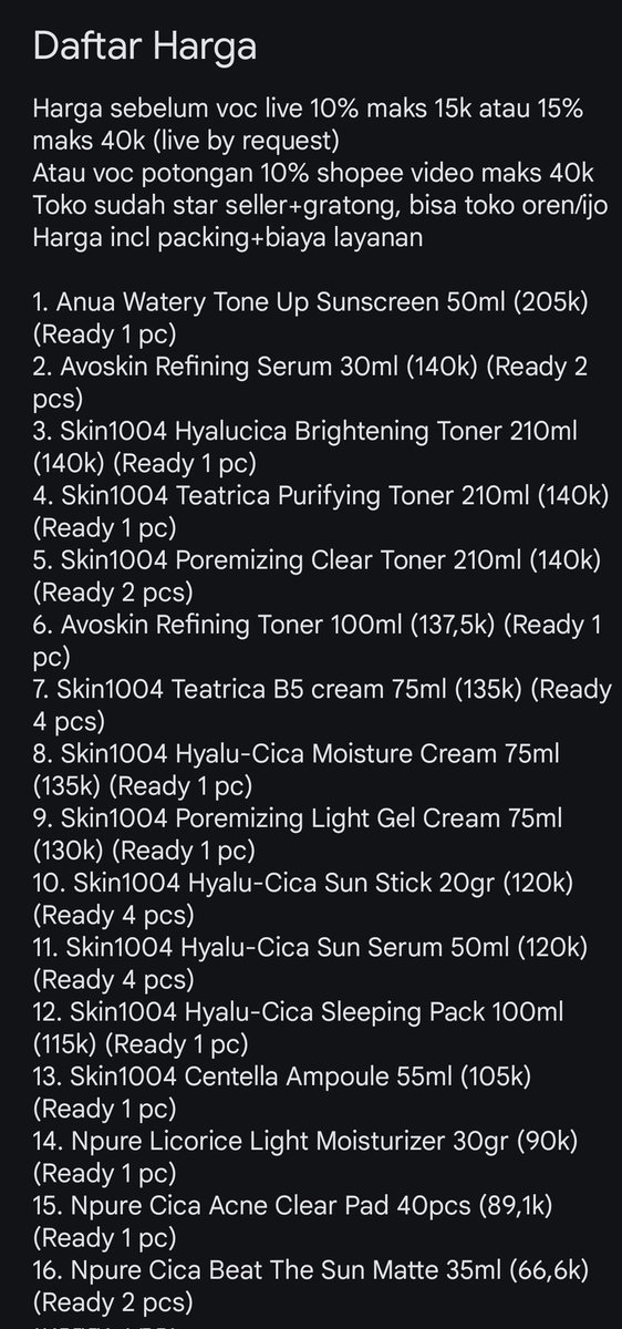 skincarelune's tweet photo. @beomcutss Ready 1 nih ka, harga 105k bisa gabung sama voc live 15% juga🌸 https://t.co/eRtt5PPXeU