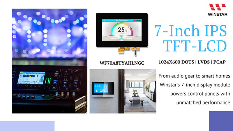 WinstarDisplay's tweet image. Ideal for industrial control systems, smart home devices, audio mixers, and more, the #WF70A8TYAHLNGC is a 7-inch IPS Touch TFT LCD module with a 1024 × 600 resolution and a 16:9 aspect ratio.

🤩 Explore on Winstar's sit: wooo.tw/1RxRDDp

#winstar #tftlcd
