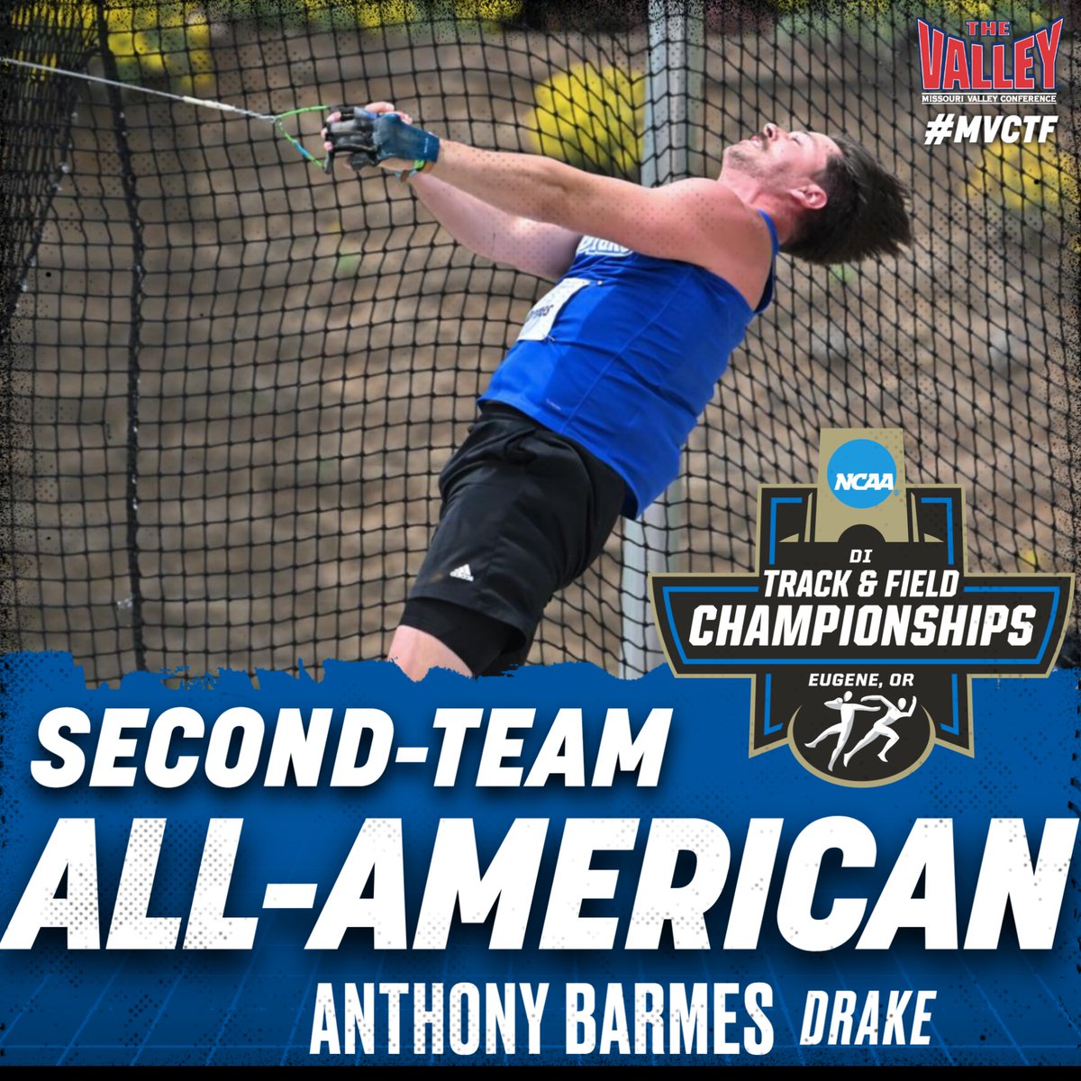 Missouri Valley Conference (@mvcsports) on Twitter photo 🚨2x All-American Alert🚨
Anthony Barmes of <a href="/Drake_TFXC/">Drake TF & XC</a> adds his 2nd, Second-Team All-American honors to his name for his throw of 70.04m in the hammer earning him 10th overall‼️
#MVCTF x #NCAATF 🚨2x All-American Alert🚨
Anthony Barmes of <a href="/Drake_TFXC/">Drake TF & XC</a> adds his 2nd, Second-Team All-American honors to his name for his throw of 70.04m in the hammer earning him 10th overall‼️
#MVCTF x #NCAATF
