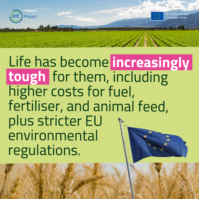 EITFood's tweet photo. Farmers across the #EU are voicing their struggles.🚜 Reasons vary from increasing costs to unfair competition &amp; environmental changes.

We need a #RegenerativeFoodSystem supporting farmers, says our CEO Richard.

How can we help? https://t.co/0hwtgHtu3O

#RegenerateToAccelerate