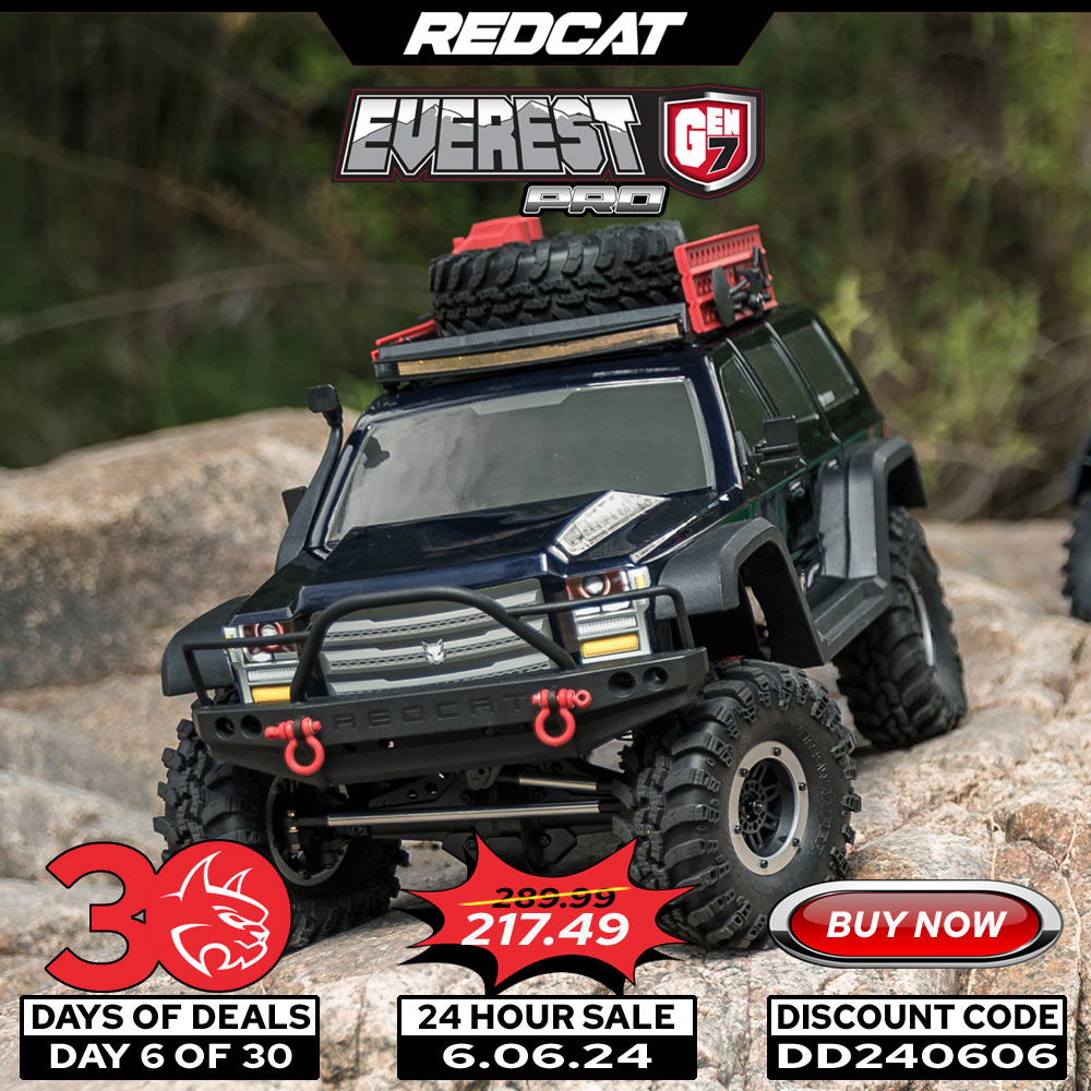 RedcatRacing's tweet photo. 30 DAYS OF DEALS // DAY #6 // 24 HOUR SALE
Everest Gen7 PRO : EVEREST-GEN7-PRO-BLACK
24 hour sale ends at 11:59pm
Use discount code DD240606 at time of check out.
link: https://t.co/llN0d4BbFD
#RCRGen7 #RCGen7pro #Gen7pro #Redcatnation #Redcat #ScaleFunForEveryone https://t.co/XmfJpHxjiH