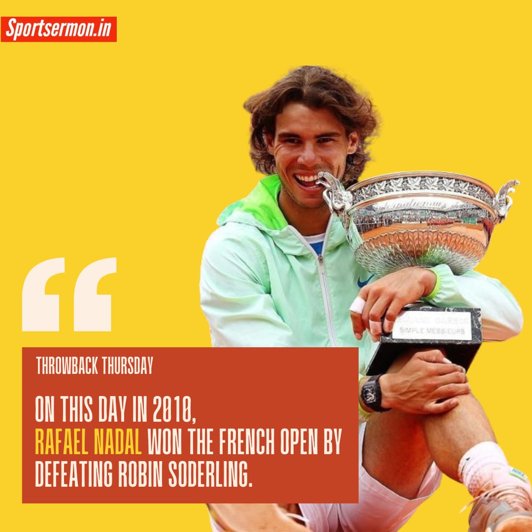 SportSermon's tweet photo. Who can forget this epic French Open final? Nadal vs. Soderling in 2010! 

#ThrowbackThursday #FrenchOpen #RafaelNadal #Robinsoderling https://t.co/NNGfAXXgWX