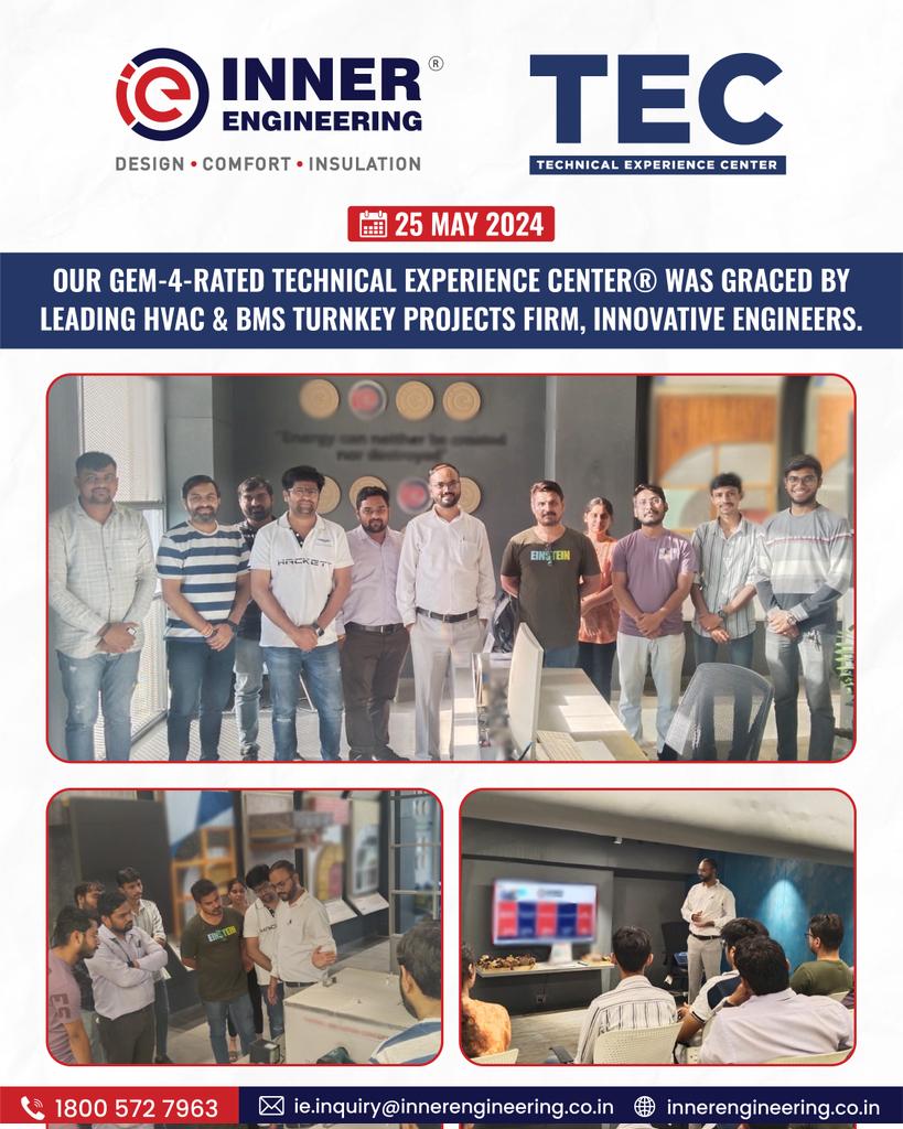 InnerEngg360's tweet photo. A walk-through to the Technical Experience Center®(GEM-4 rated) showcasing live demo of various applications of Insulations for Thermal,Acoustic &amp; Fire followed by an interactive knowledge-sharing session benefiting both organizations. #hvac#hvacindustry#hvacbusiness #hvacservice https://t.co/DNonORABe6