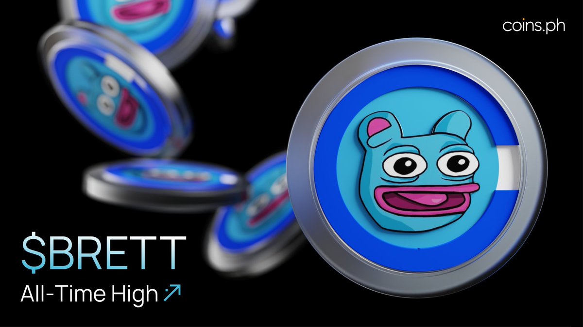 coinsph's tweet photo. BREAKING: $BRETT (@BasedBrett) hits a new all-time high and is up 22.90% in the past 24 hours! To celebrate, we're giving away 600 $BRETT to be shared by 10 winners! 

Here's how:
1️⃣ Follow @coinsph on X/Twitter and @coinsphacademy on FB 
2️⃣ RT & like this post 🔄❤️ 
3️⃣ Drop your #CoinsPH User ID in the replies

*Make sure your account is identity verified!

#BRETT #ATH #AllTimeHigh #memecoin