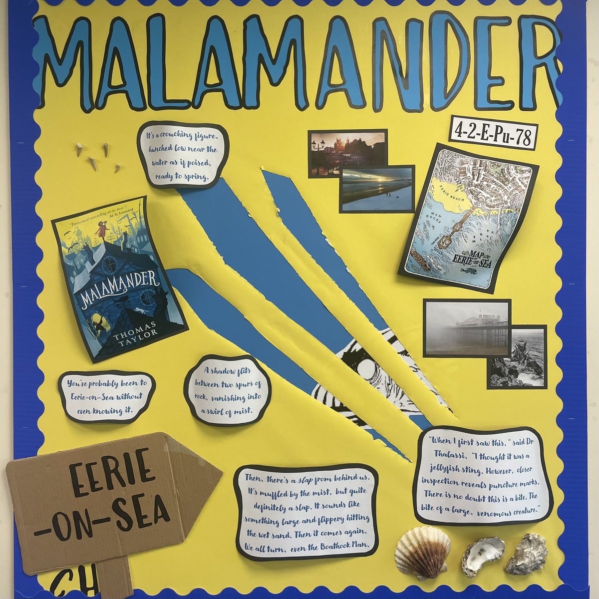 JetpackJake's tweet photo. Feeling rather impressed with my #classroom #display for #Malamander by @ThomasHTaylor #teacher #books https://t.co/00SebBf8BG