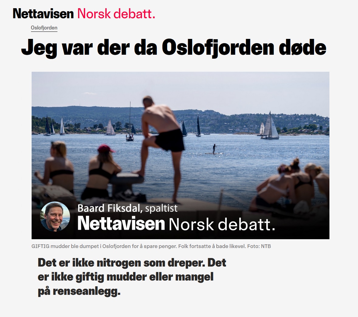 FredrikGMyhre's tweet photo. "Det er ikke nitrogen som dreper. Det er ikke giftig mudder, mangel på renseanlegg eller alt det andre. Det som dreper er likegyldighet." 

Likegyldighet &amp; mangel på handling er grunnen til klimakrisen &amp; naturkrisen - også for #Oslofjorden!

https://t.co/TwiXuDNloa https://t.co/j3JedDAwYt