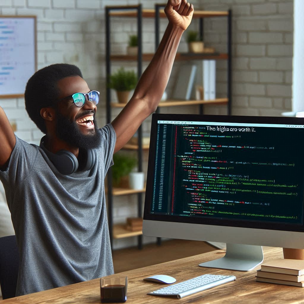 emmylemk9's tweet image. 6/6
🎉 The highs are worth it: Despite the challenges, the joy of seeing your code come to life and solving complex problems makes it all worthwhile. Keep pushing forward! #CodeJoy #ProgrammingPassion