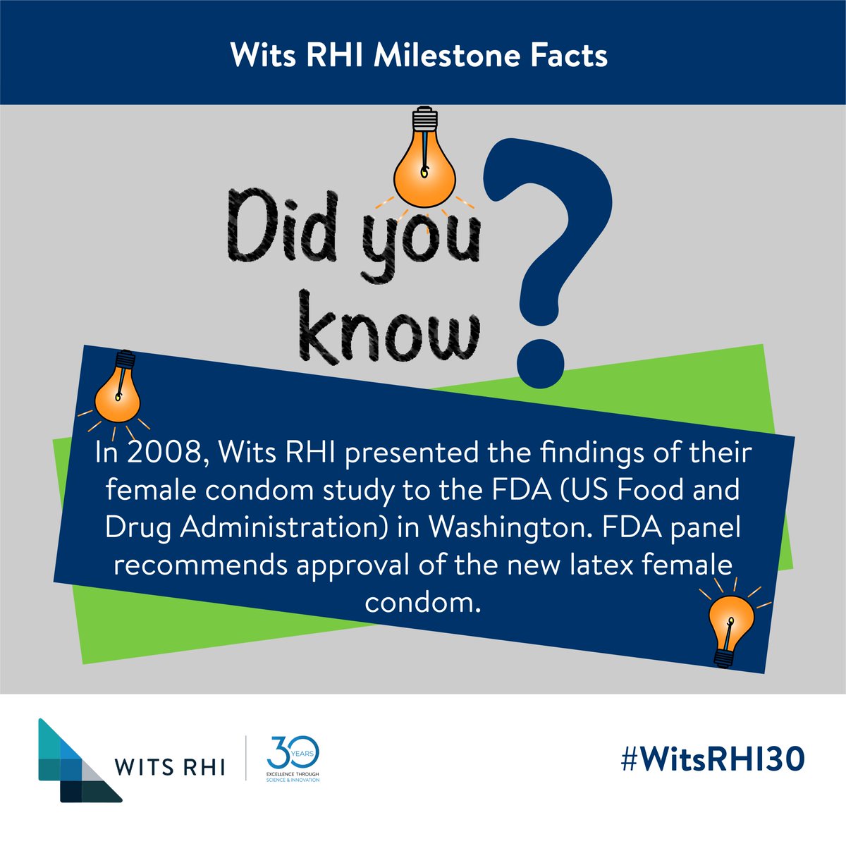 WitsRHI's tweet image. #DidYouKnow that in 2008, Wits RHI took a bold step by presenting their groundbreaking #femalecondom study to the US FDA in Washington? Their efforts paid off, as the FDA panel recommended approval for the new latex female condom. 
#WitsRHI30 #ResearchForGood #ReproductiveHealth
