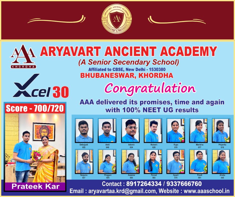 aaaschoolkrd's tweet photo. Amidst the applause of triumph, let us honor the NEET maestros of 2024, the students of AAA's Xcel 30 ,orchestrating a melody of triumph with their outstanding marks.
🎉 Celebrating Brilliance 🎉
In the annals of achievement. #NEET2024 #SuccessStory #FutureLeaders https://t.co/1uspqnPa22