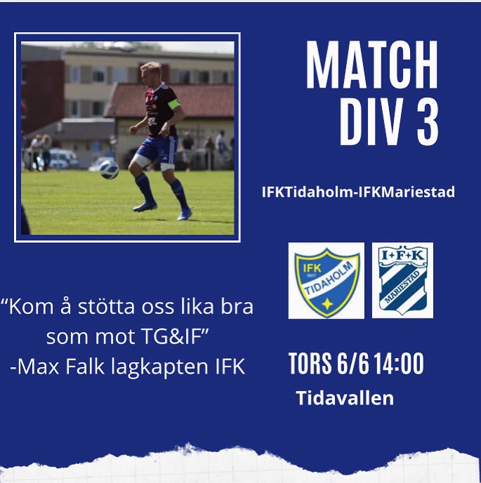 Hemmamatch mot IFK Mariestad idag Kl 14:00⚽️💙🤍🇸🇪
Välkomna!