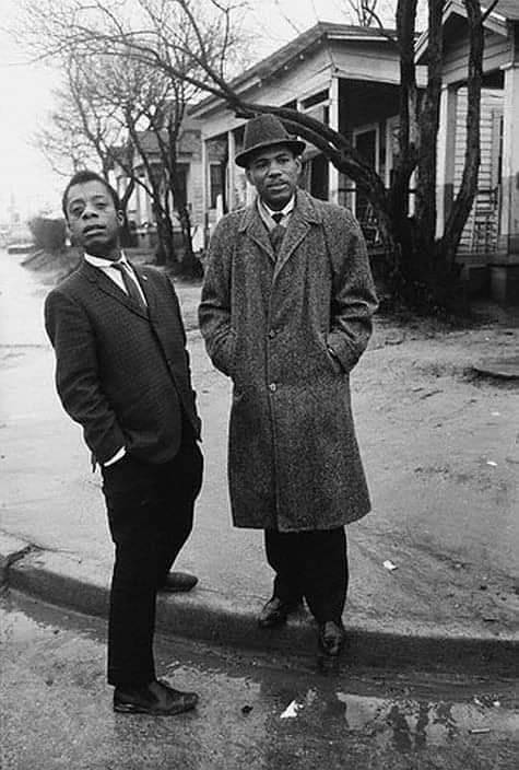 James Baldwin with activist James Meredith, Jackson, Mississippi, in 1963, a year after Meredith became the first African American student admitted to the University of Mississippi.