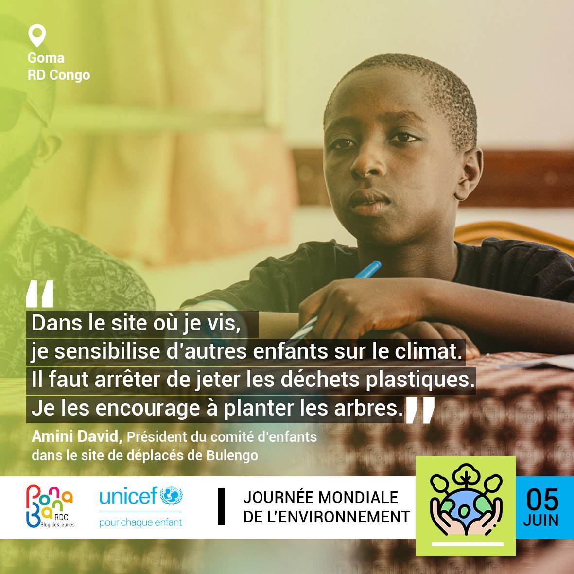 Les #enfants et les #jeunes hériteront de la #Terre en tant qu'adultes de demain. Dans quel état nous la leur laisserons ? Ils ont leur mot à dire. Écoutons-les. Agissons, MAINTENANT ! #PourLaNature #Journeemondialedelenvironnement #Jeunesseengagee