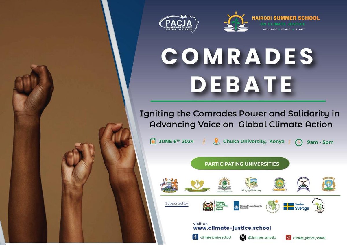 Happening: youtube.com/live/u8-79UDt_…, <a href="/chuka__uni/">Chuka University</a>  University and Mount Kenya region universities debate context "Igniting the Comrades Power and Solidarity in Advancing Voice on Global Climate Action." ahead of the upcoming <a href="/Summer_School1/">Nairobi Summer School on Climate Justice</a> fourth cohort, starting June 23rd!