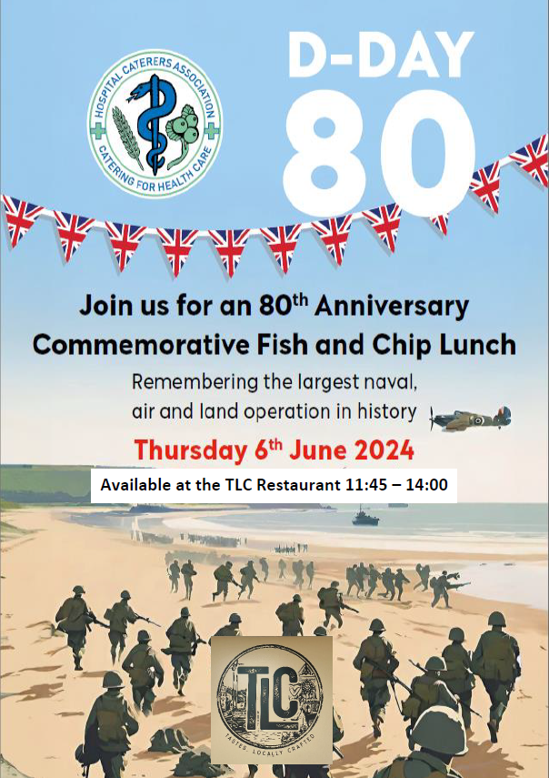 RDEcatering's tweet photo. Join us for a D Day 80th Anniversary fish and chip lunch in TLC Restaurant today. A huge thank you to our Catering Chef Juanita for making such a fantastic cake to mark the occasion. #DDay80 https://t.co/wGRGKZGlFm