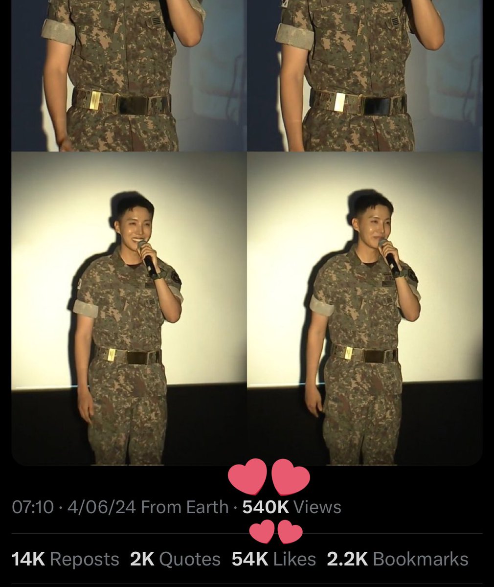 j94shope's tweet photo. 2M views in only these 4 posts and look at the number of likes, reposts and quotes 😳 and there are other multiple similar posts with tens of thousand of likes…

Oh we’re not ready for Hoseok’s impact once he’s back 😭 https://t.co/aDWVEbSkS1
