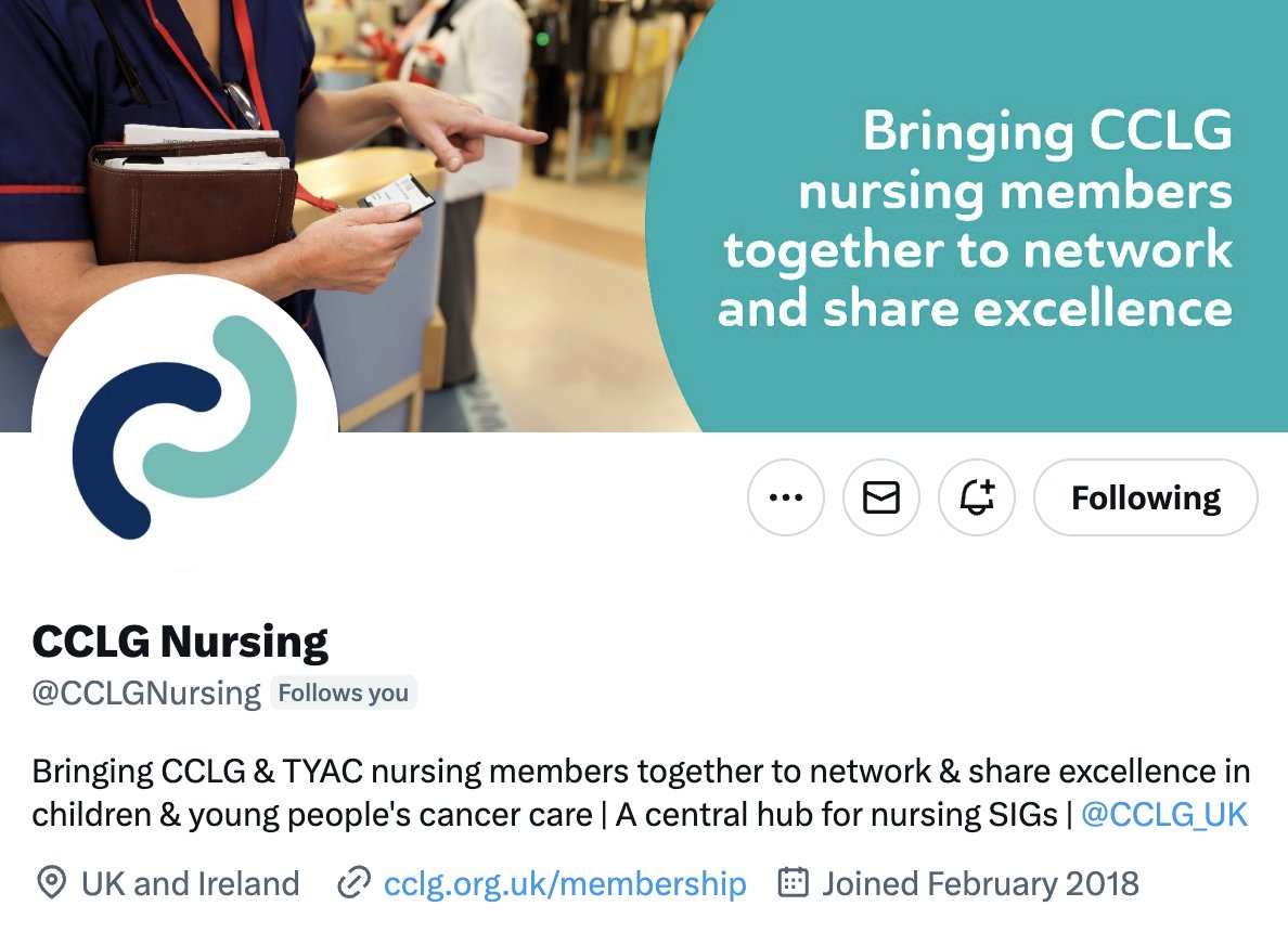 CCLG (@cclguk) on Twitter photo 📢 Attention all <a href="/TYACancerPro/">Teenagers and Young Adults with Cancer</a> & #CCLGNursing members! 🌟 We're thrilled relaunch our nursing X account: <a href="/CCLGNursing/">CCLG Nursing</a>. It's been revamped as a platform for highlighting CYP cancer nursing topics! Tag <a href="/CCLGNursing/">CCLG Nursing</a> to showcase your incredible work within the nursing community! 📢 Attention all <a href="/TYACancerPro/">Teenagers and Young Adults with Cancer</a> & #CCLGNursing members! 🌟 We're thrilled relaunch our nursing X account: <a href="/CCLGNursing/">CCLG Nursing</a>. It's been revamped as a platform for highlighting CYP cancer nursing topics! Tag <a href="/CCLGNursing/">CCLG Nursing</a> to showcase your incredible work within the nursing community!