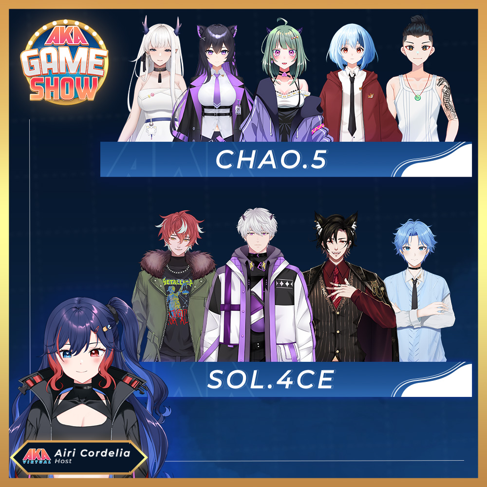 Bersiaplah untuk AKA Gameshow!🎉🌟🔥
Bergabunglah dengan Sol.4ce &amp; Chao.5 pada tanggal:
9 Juni Jam 7 Malam WIB, untuk bermain bersama dan membawa keseruan untuk semua! Jangan sampai ketinggalan!
#AKAGameshow