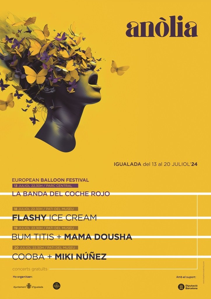 Anòlia Igualada (@anolia_igualada) on Twitter photo Us presentem el cartell de l'#anolia24 amb <a href="/mikinunez/">Miki Núñez</a> Flashy Ice Cream, Mama Dousha, Bum Titis, Cooba al pati del Museu, i La banda del coche rojo al Parc Central. Tots els concerts són gratuïts! Més info a tuit.cat/rfldj Us presentem el cartell de l'#anolia24 amb <a href="/mikinunez/">Miki Núñez</a> Flashy Ice Cream, Mama Dousha, Bum Titis, Cooba al pati del Museu, i La banda del coche rojo al Parc Central. Tots els concerts són gratuïts! Més info a tuit.cat/rfldj