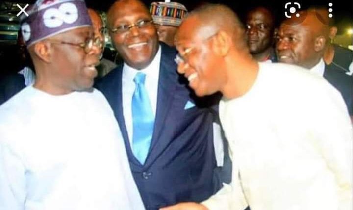 GoziconC's tweet photo. Throwback picture: when Atiku Abubakar took Peter Obi to Bourdillon to meet Asiwaju for the first time.

Don't let them decieve you, Asiwaju Bola Ahmed Tinubu is their father's father as far as Nigerian politics is concerned. https://t.co/mGGJEGt3hQ