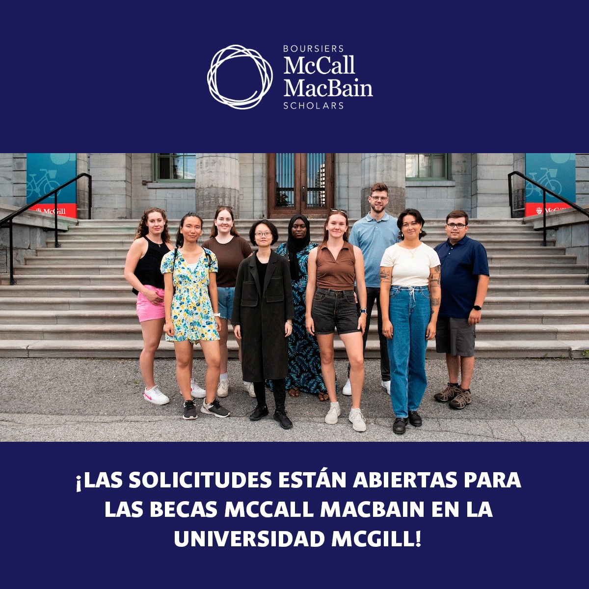Dirección de Relaciones Exteriores (@dre_unal) on Twitter photo 📣 ¡Abiertas las postulaciones para las Becas McCall MacBain en la Universidad McGill!
🗓️ Fecha límite: 21 de agosto
Más información info@mccallmacbainscholars.org
Postúlate en lc.cx/T41vSm
<a href="/mcgillu/">McGill University</a> <a href="/mmscholarships/">Boursiers McCall MacBain Scholars</a> <a href="/UNALOficial/">Universidad Nacional de Colombia</a> <a href="/CanadayColombia/">Canadá en Colombia</a> <a href="/ColEmbCanada/">Embajada de Colombia en Canadá</a> 📣 ¡Abiertas las postulaciones para las Becas McCall MacBain en la Universidad McGill!
🗓️ Fecha límite: 21 de agosto
Más información info@mccallmacbainscholars.org
Postúlate en lc.cx/T41vSm
<a href="/mcgillu/">McGill University</a> <a href="/mmscholarships/">Boursiers McCall MacBain Scholars</a> <a href="/UNALOficial/">Universidad Nacional de Colombia</a> <a href="/CanadayColombia/">Canadá en Colombia</a> <a href="/ColEmbCanada/">Embajada de Colombia en Canadá</a>