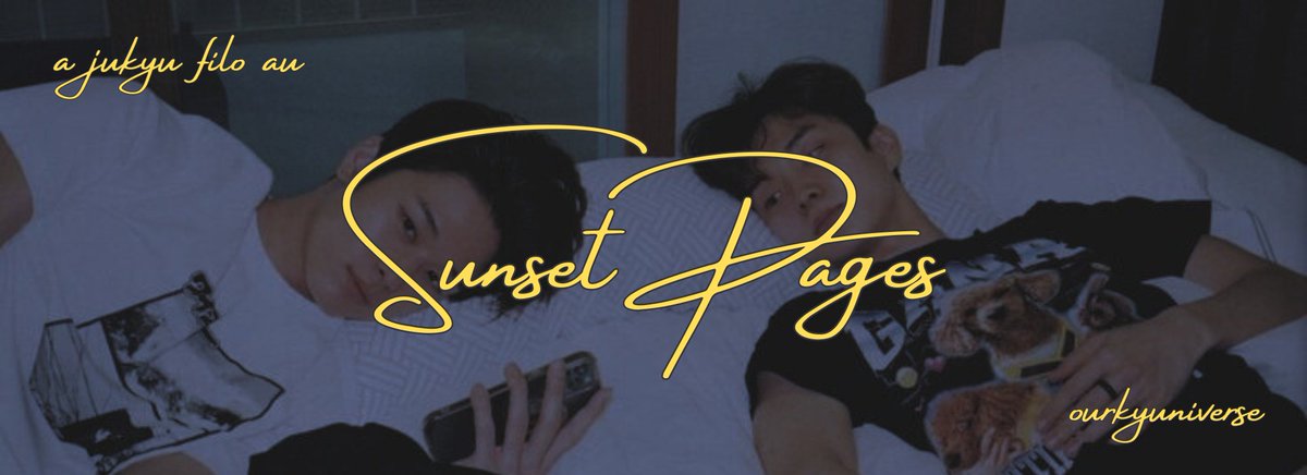 conankyuu's tweet photo. sunset pages,
a #jukyu filo au.

when memories are too painful to recall to, people tend to abandon and throw them away. but instead of letting those moments fade, cm wrote them in words, telling people how he once fell in love with this guy who he met when he was eighteen. https://t.co/73fkfc5TmM