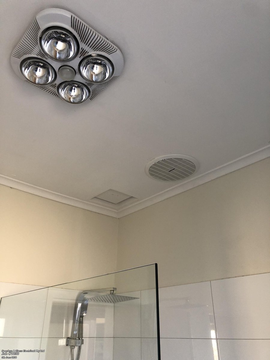 sparkysaclass's tweet image. Things getting a bit steamy in the bathroom? Add an exhaust fan above the shower recess for better extraction of steam. Call us now for all you electrical needs.
