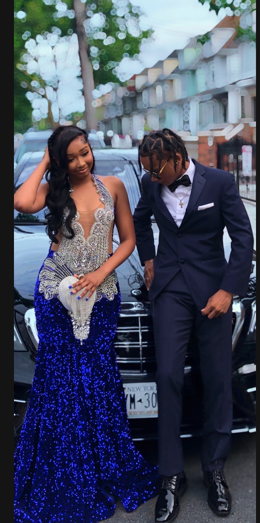 benoopsy's tweet photo. It was daughter Nicole’s Senior Prom pic. She is escorted by the debonair Master Javion. I tell you me her dad and stepmom were exhausted but it went off without any hiccups. #SeniorProm #Prom #blackprom https://t.co/UJA1okwWCe