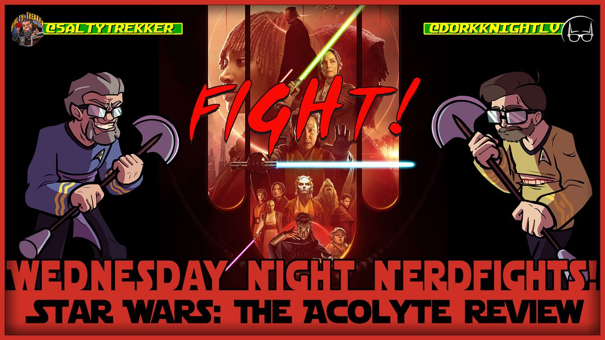 DorkKnightLV's tweet photo. Check out the #NERDFIGHTS review of #StarWars #TheAcolyte episodes 1&2!
Dork's Link: https://t.co/K6uyl475SK
@SaltyTrekker's Link: https://t.co/FeK0MWEHQR
Also, congrats to our @Criticless_inc trivia winner,@MrTrent100, for getting today's answer correct! DM me for your prize. https://t.co/dwIpPTMZFu