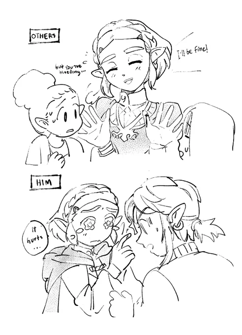 my silly last night doodle about Zelda only shows her vulnerable side to link 
