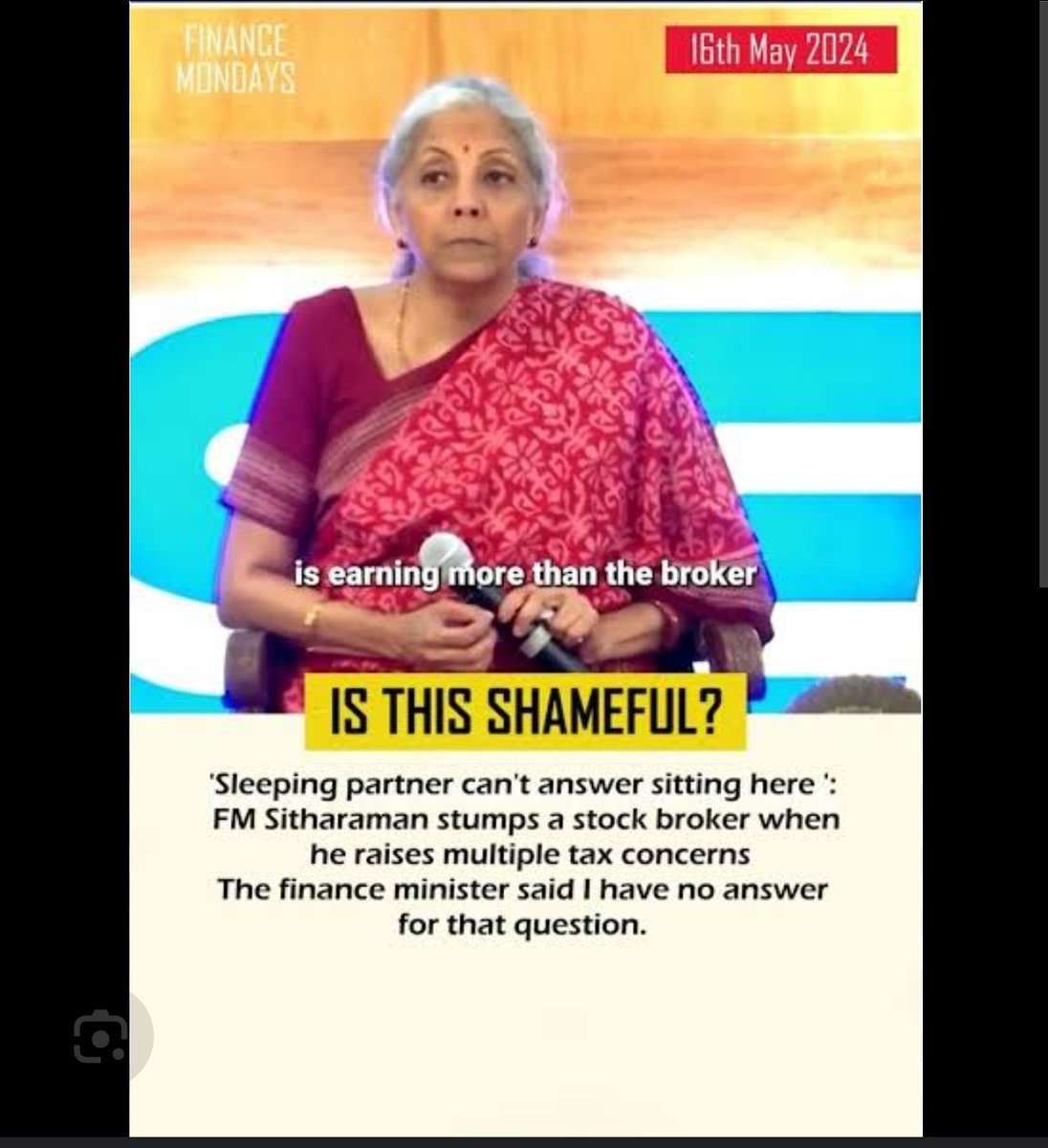SQLDBA_ESH's tweet image. Remove Nirmala Sitharaman
#sleepingpartner
#nirmalasitharaman
#financeminister
#tax4middleclass