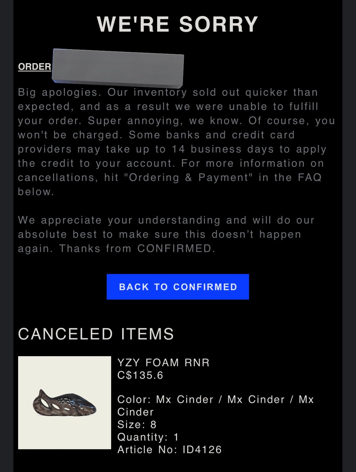 Adidas order cancelled new arrivals