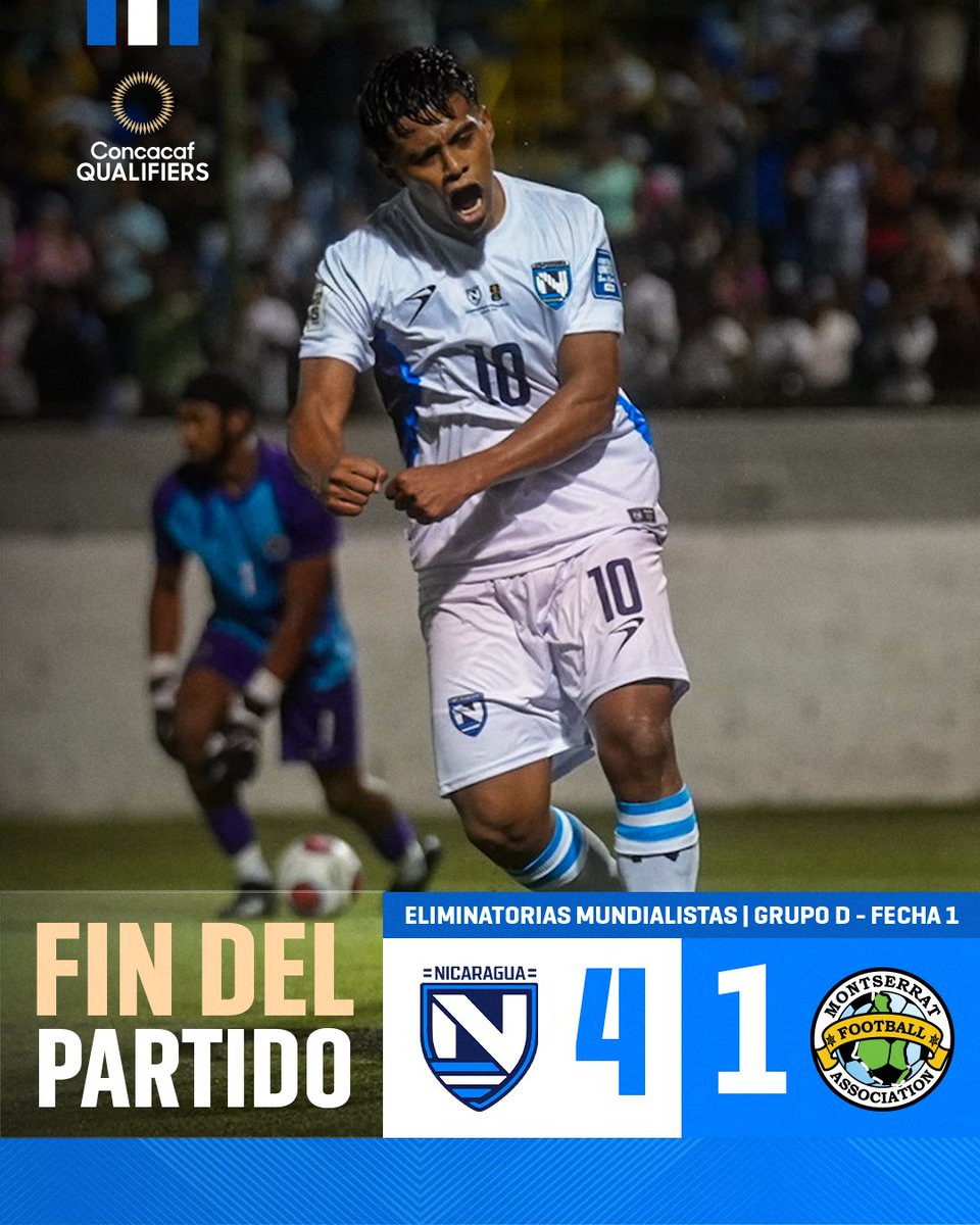 ➟ 𝙁𝙄𝙉𝘼𝙇 ⏱ ¦ ¡¡¡VICTORIA PINOLERA!!! 🚂🇳🇮
Nicaragua 4️⃣🆚1️⃣ Montserrat