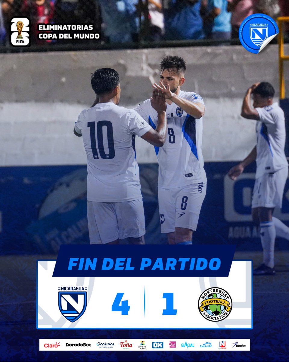 ⏰ 𝗙𝗜𝗡𝗔𝗟 𝗗𝗘𝗟 𝗣𝗔𝗥𝗧𝗜𝗗𝗢 
 
🇳🇮4️⃣🆚1️⃣🇲🇸

¡LOS PRIMEROS TRES PUNTOS!🤩👏🏼

Damos un primer paso firme en las eliminatorias 🇳🇮🏆

#SoyPuroPinolero #Eliminatorias
